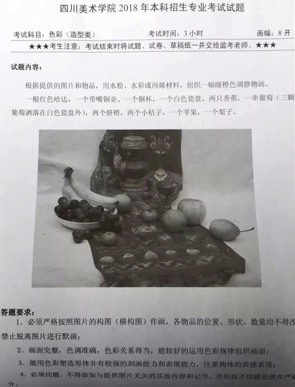 2018年四川美術學院造型類校考色彩考題(貴州考點).jpg