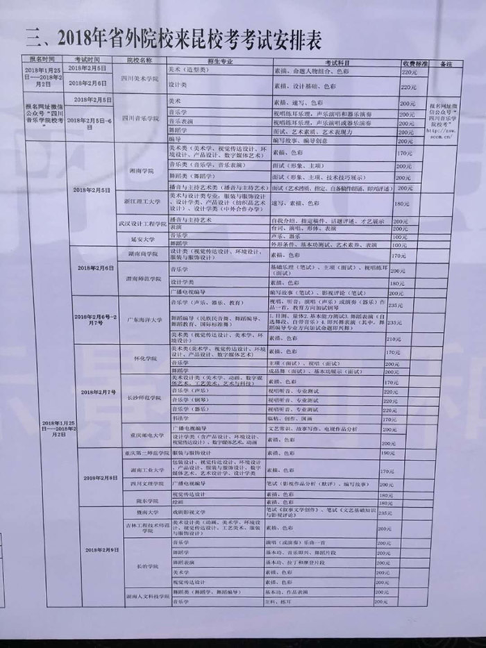 2018年省外院校來昆校考考試安排表.jpg